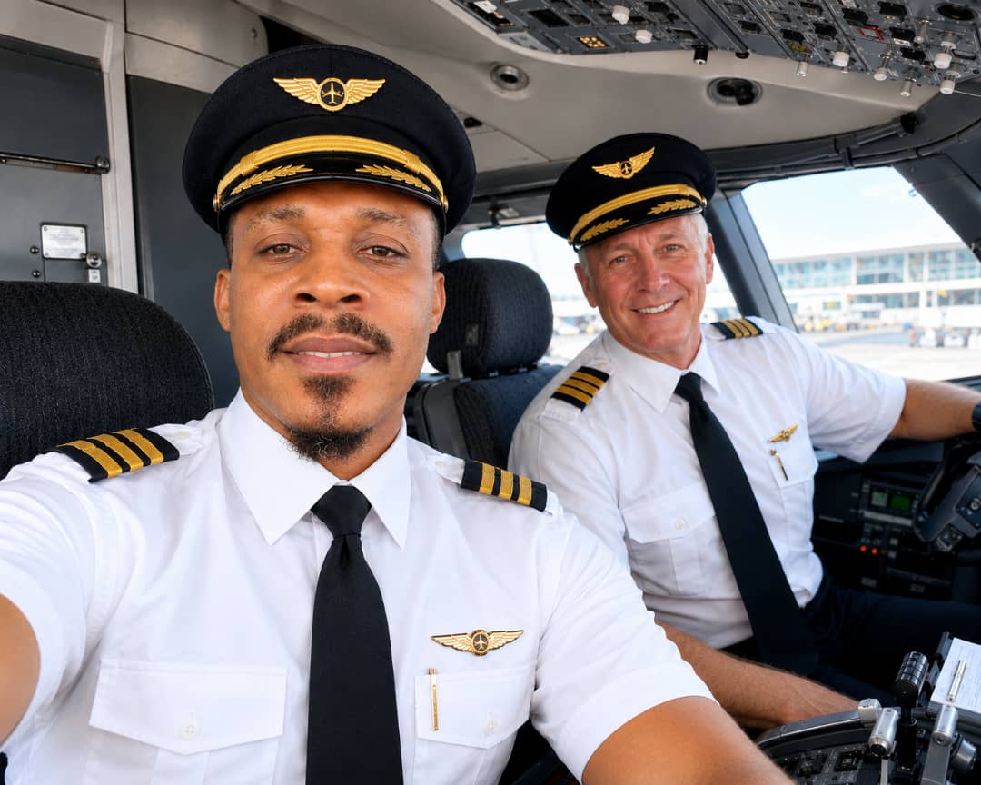 Priziangori aviation fuel supply team — qualified pilots and crew in cockpit